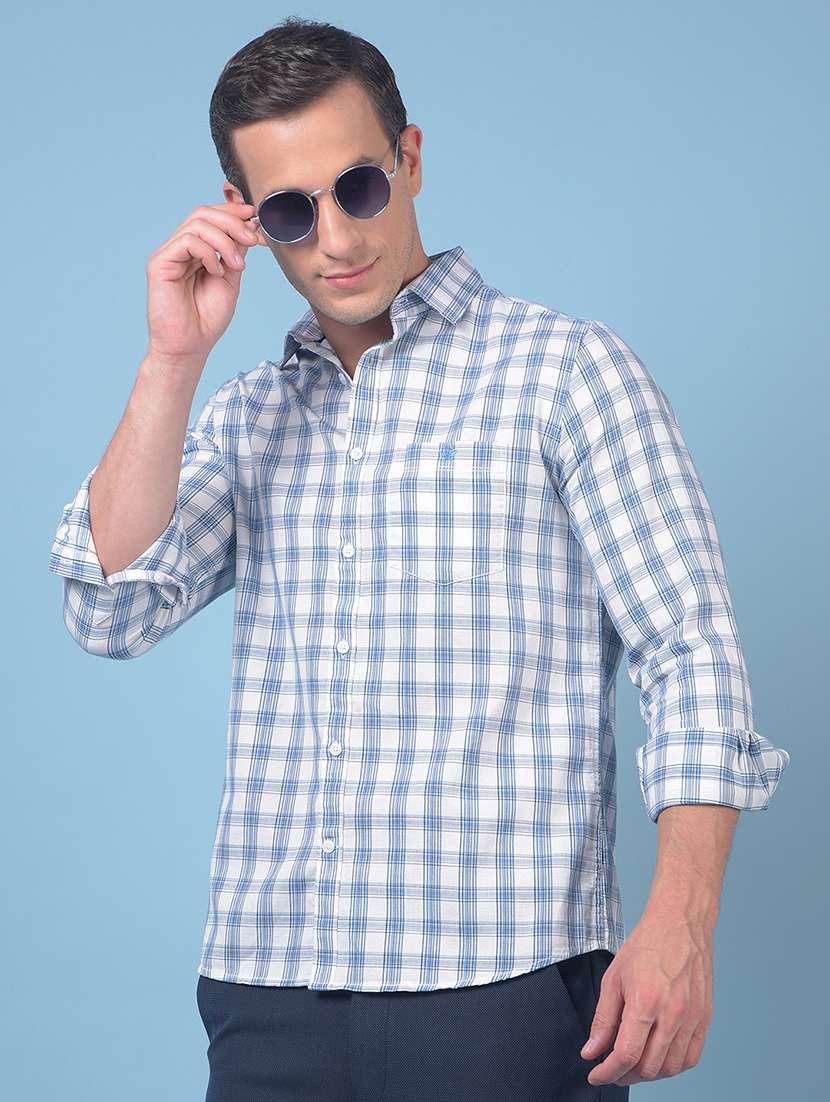 men checkered long sleeve regular fit casual shirt