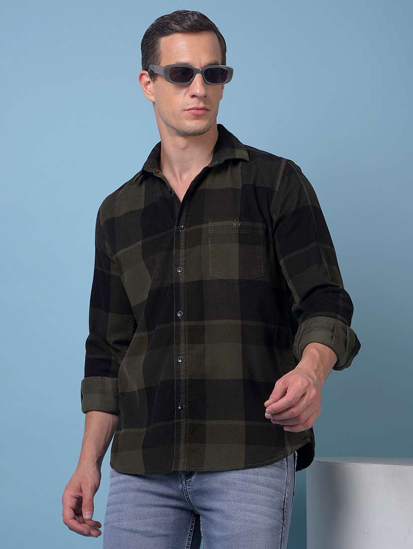 men checkered long sleeve regular fit casual shirt