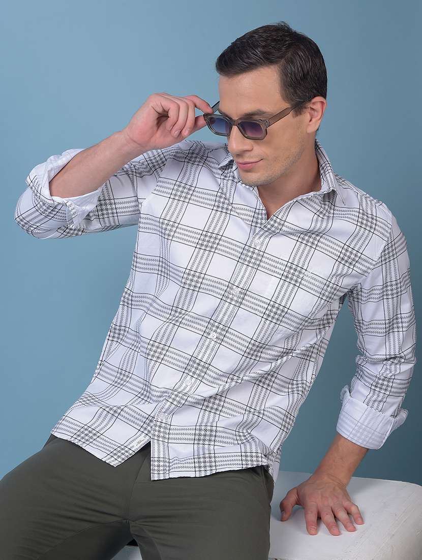 men checkered long sleeve regular fit casual shirt