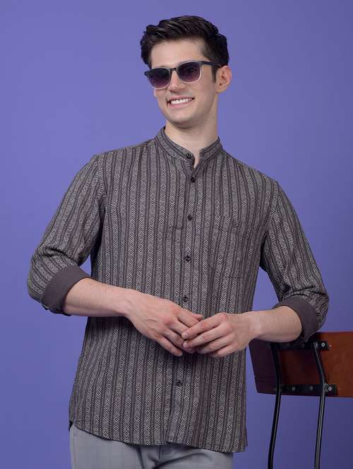 men self design long sleeve slim fit casual shirt - 21984724 - Standard Image - 0