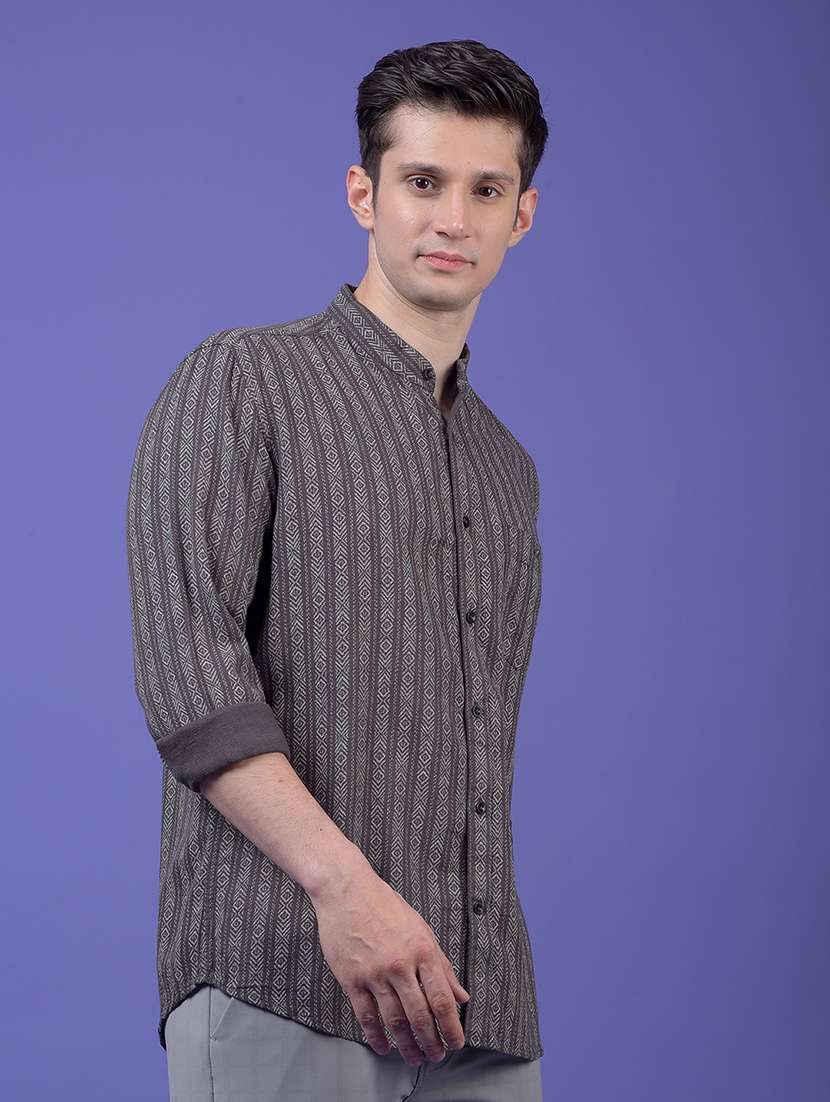 men self design long sleeve slim fit casual shirt - 21984724 - Standard Image - 2