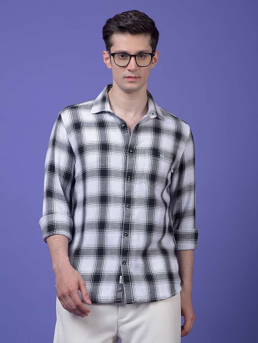 men checkered long sleeve regular fit casual shirt