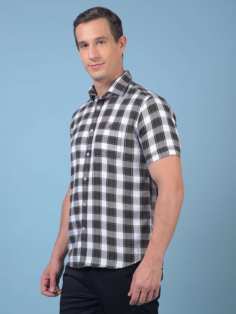 men checkered short sleeve slim fit casual shirt - 21984775 -  Standard Image - 2