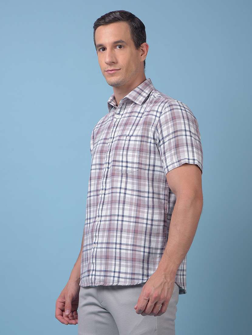 men checkered short sleeve slim fit casual shirt - 21984778 -  Standard Image - 2