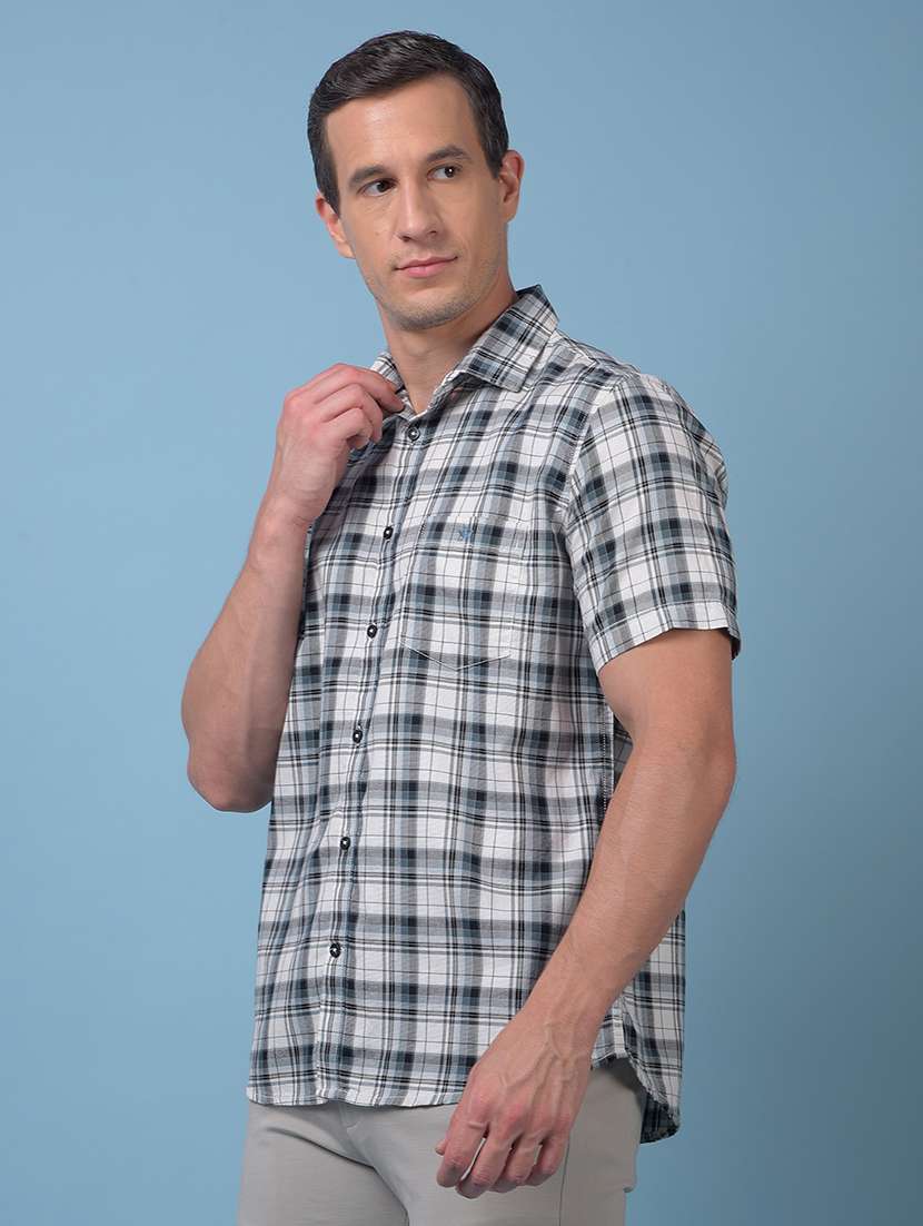 men checkered short sleeve slim fit casual shirt - 21984779 -  Standard Image - 2