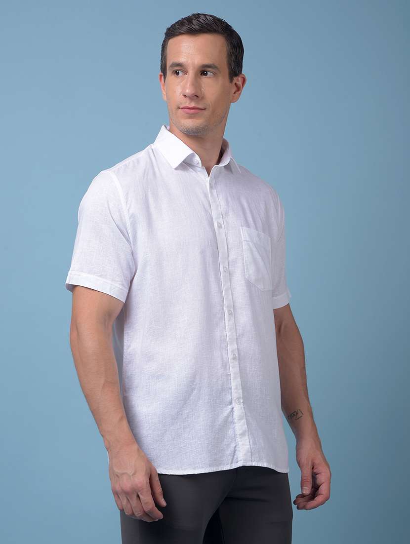 men solid short sleeve slim fit casual shirt - 21984807 - Standard Image - 2