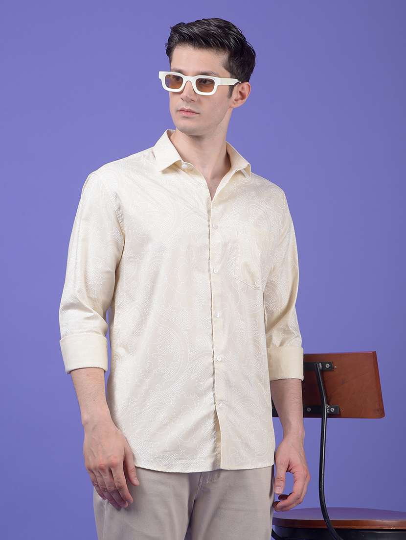 men printed long sleeve slim fit casual shirt - 21984815 -  Zoom Image - 0