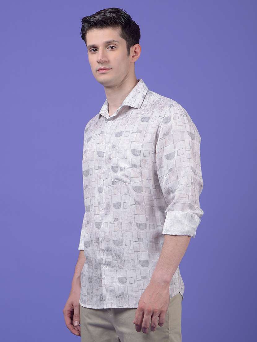 men printed long sleeve slim fit casual shirt - 21984817 - Standard Image - 2