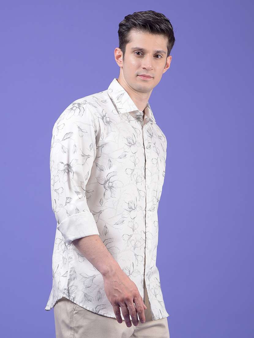 men floral printed long sleeve slim fit casual shirt - 21984819 -  Standard Image - 2