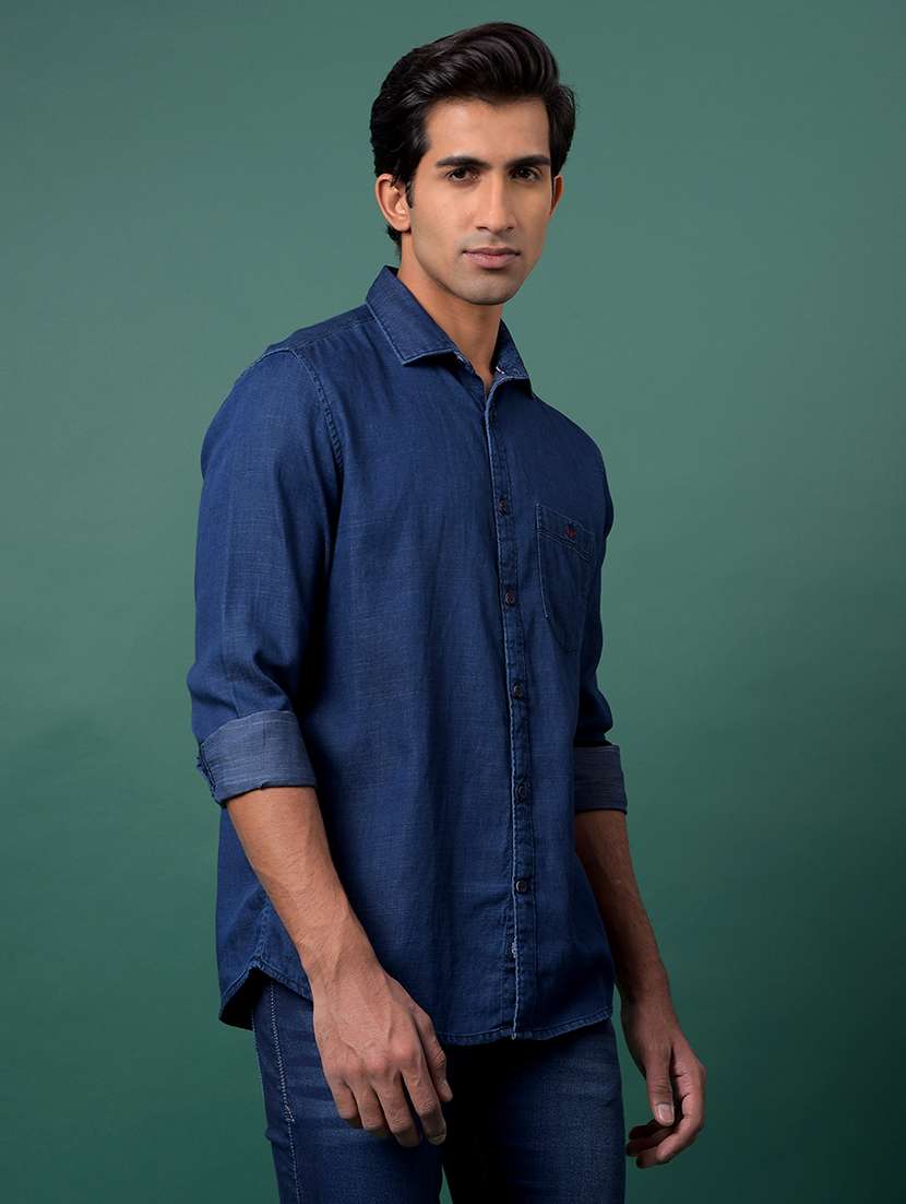 blue cotton casual shirt - 21984833 - Standard Image - 2