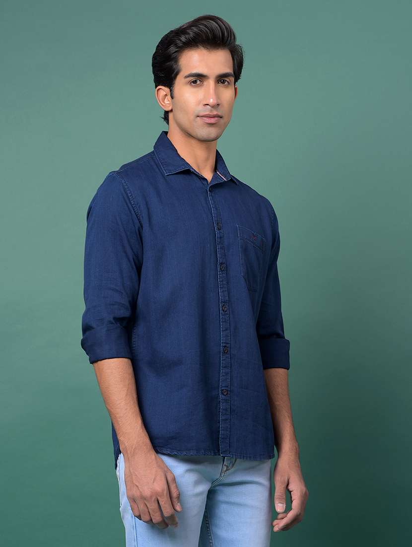 blue cotton casual shirt - 21984834 -  Standard Image - 2