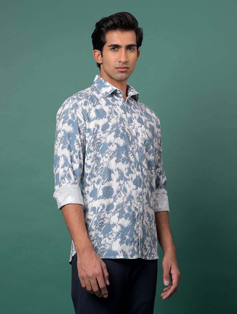 blue cotton blend casual shirt - 21984865 - Standard Image - 2