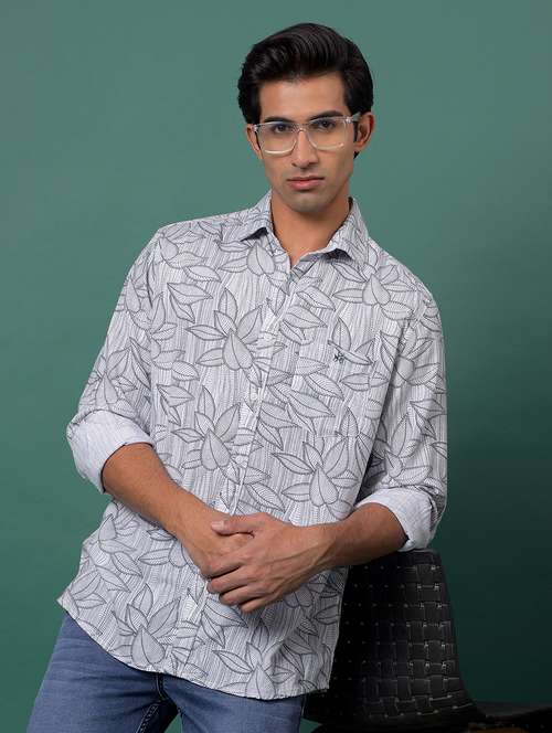 grey cotton blend casual shirt - 21984866 -  Standard Image - 0