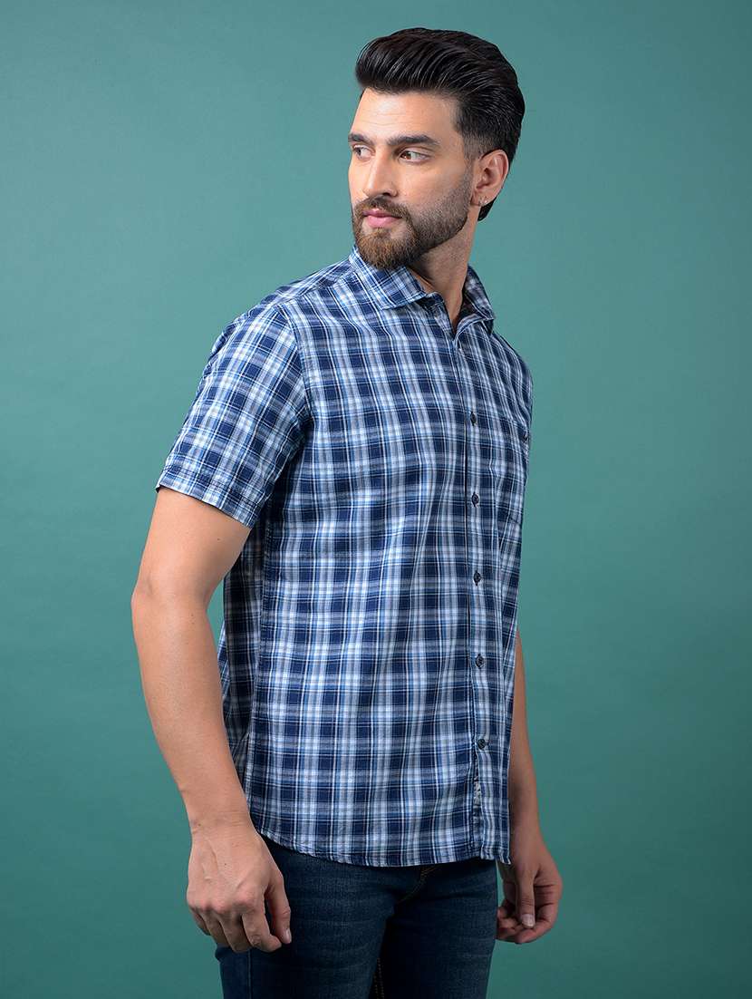 men checkered short sleeve slim fit casual shirt - 21984896 -  Standard Image - 2