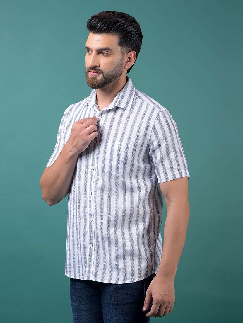 men striped short sleeve slim fit casual shirt - 21984927 -  Standard Image - 2