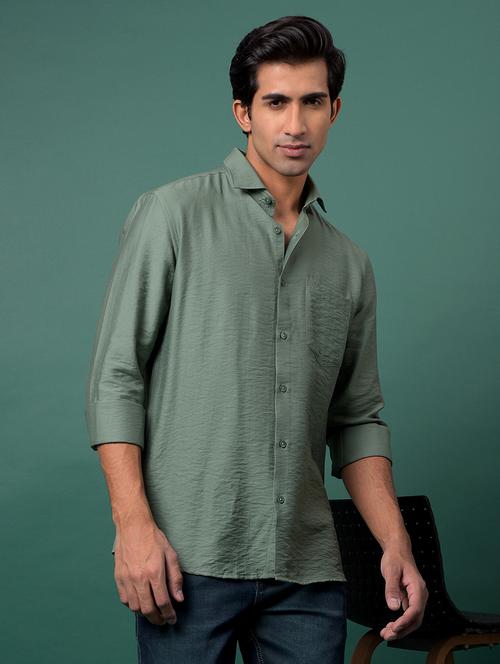 men solid long sleeve slim fit casual shirt - 21984928 - Standard Image - 0