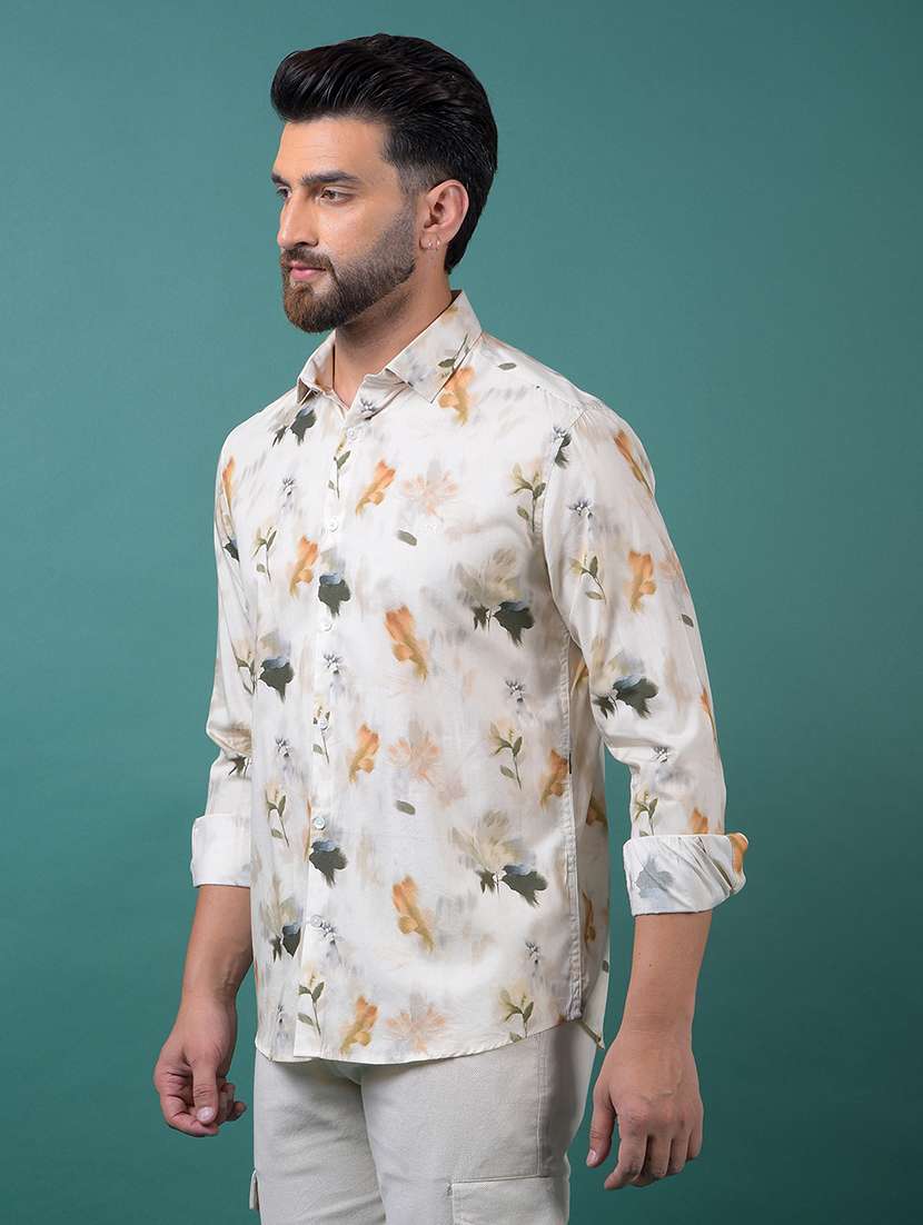 men floral printed long sleeve slim fit casual shirt - 21984940 -  Standard Image - 2
