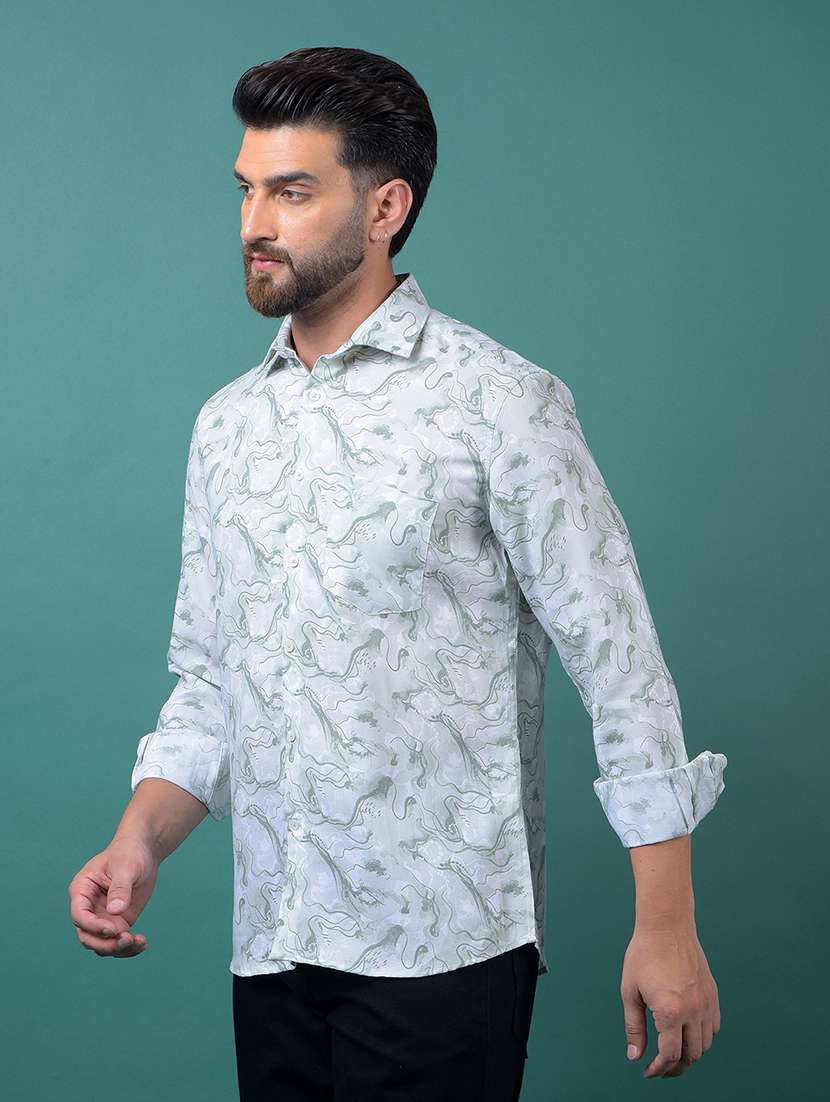 men abstract printed long sleeve slim fit casual shirt - 21984947 -  Standard Image - 2