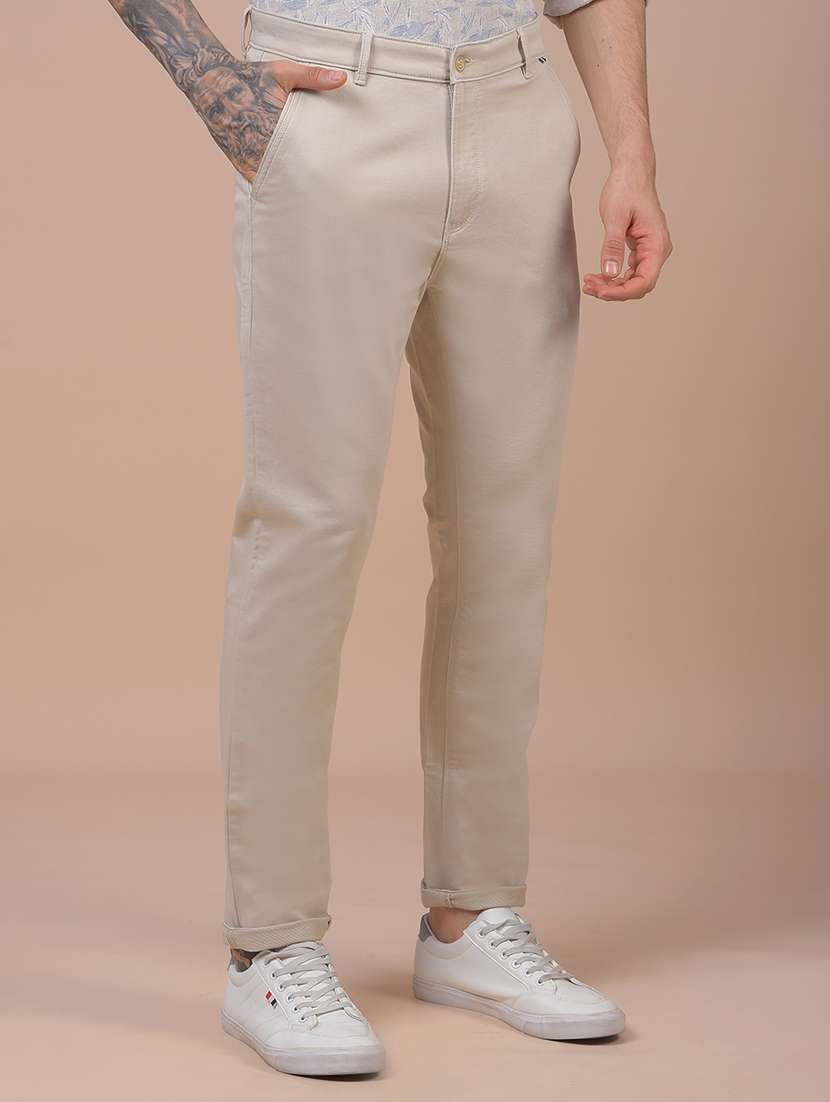 men solid mid rise slim fit chinos  - 21985008 -  Standard Image - 2