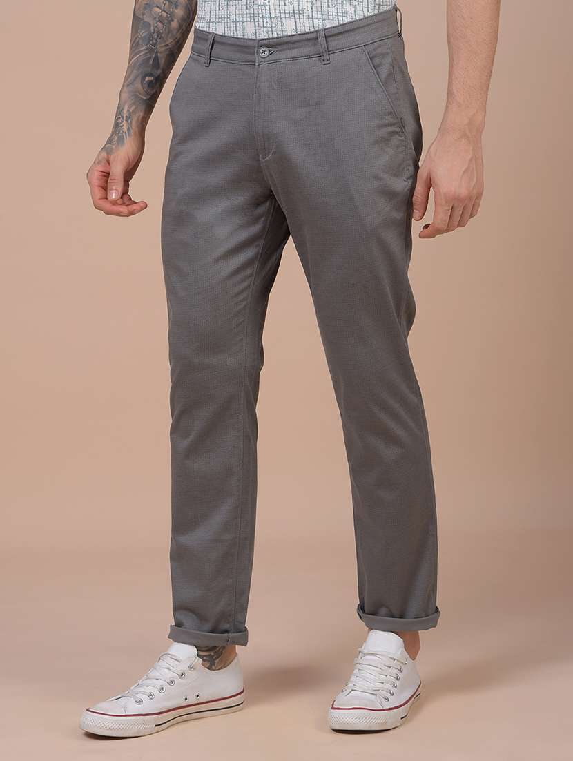 men solid mid rise straight fit chinos - 21985025 - Standard Image - 2