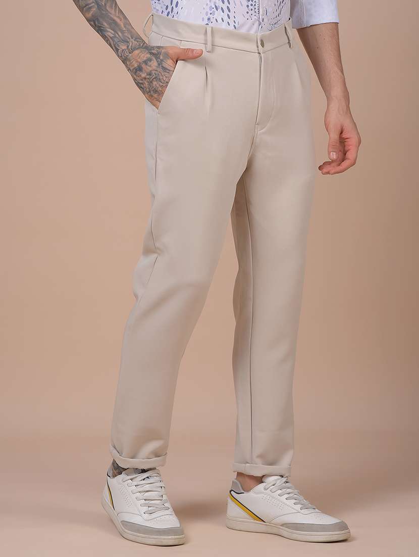 men solid mid rise slim fit chinos - 21985032 - Standard Image - 2