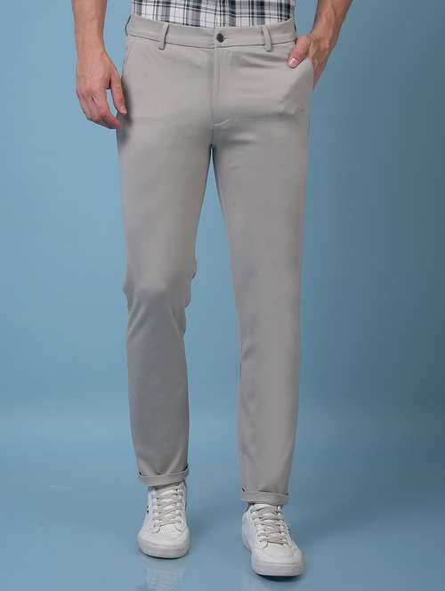 men solid mid rise slim fit chinos - 21985033 - Standard Image - 0