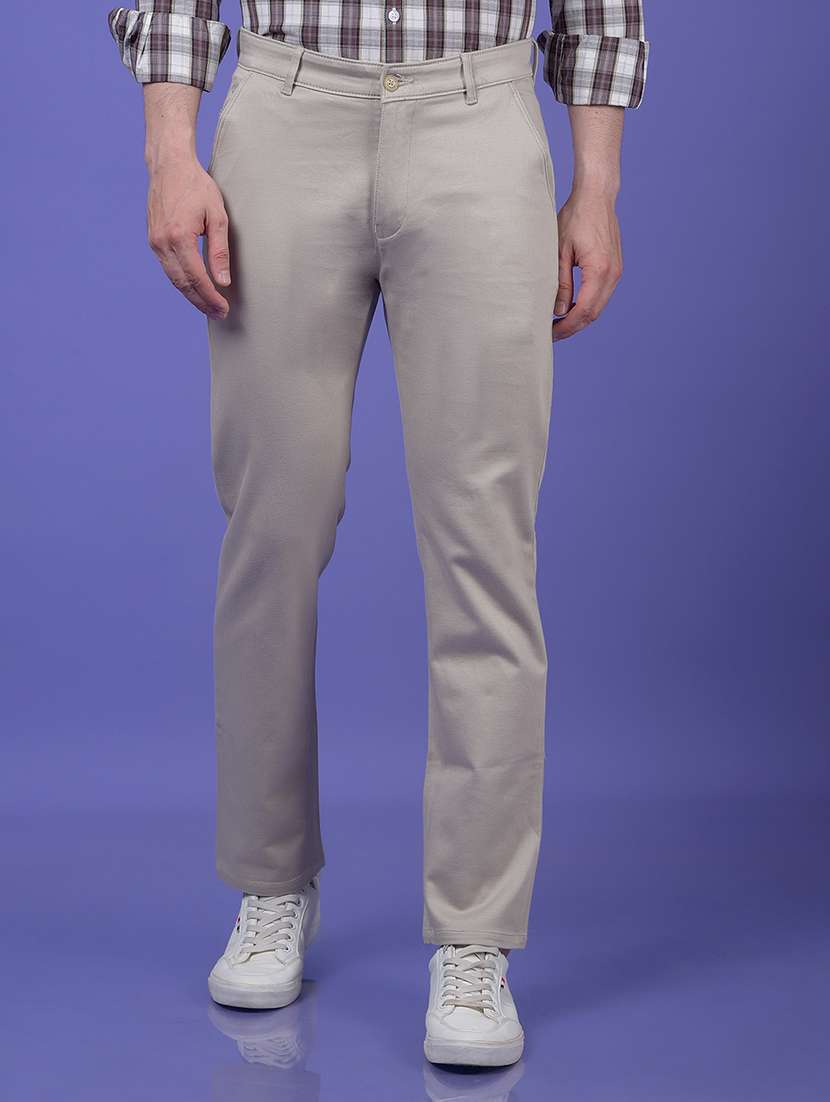 men solid mid rise slim fit chinos 