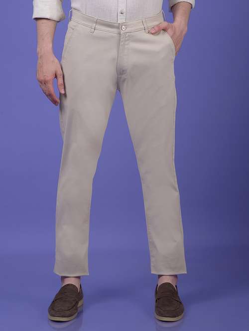 men solid mid rise straight fit chinos - 21985057 - Standard Image - 0