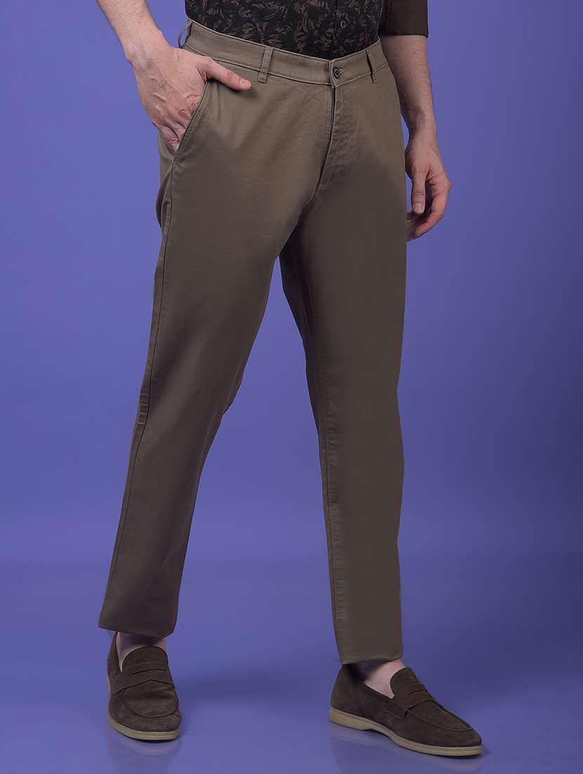 men solid mid rise straight fit chinos - 21985058 - Standard Image - 2