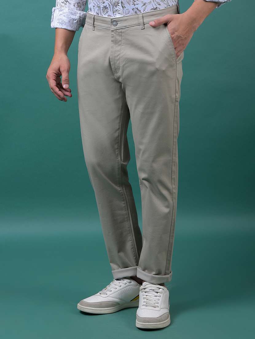 men solid mid rise slim fit chinos - 21985080 - Standard Image - 2