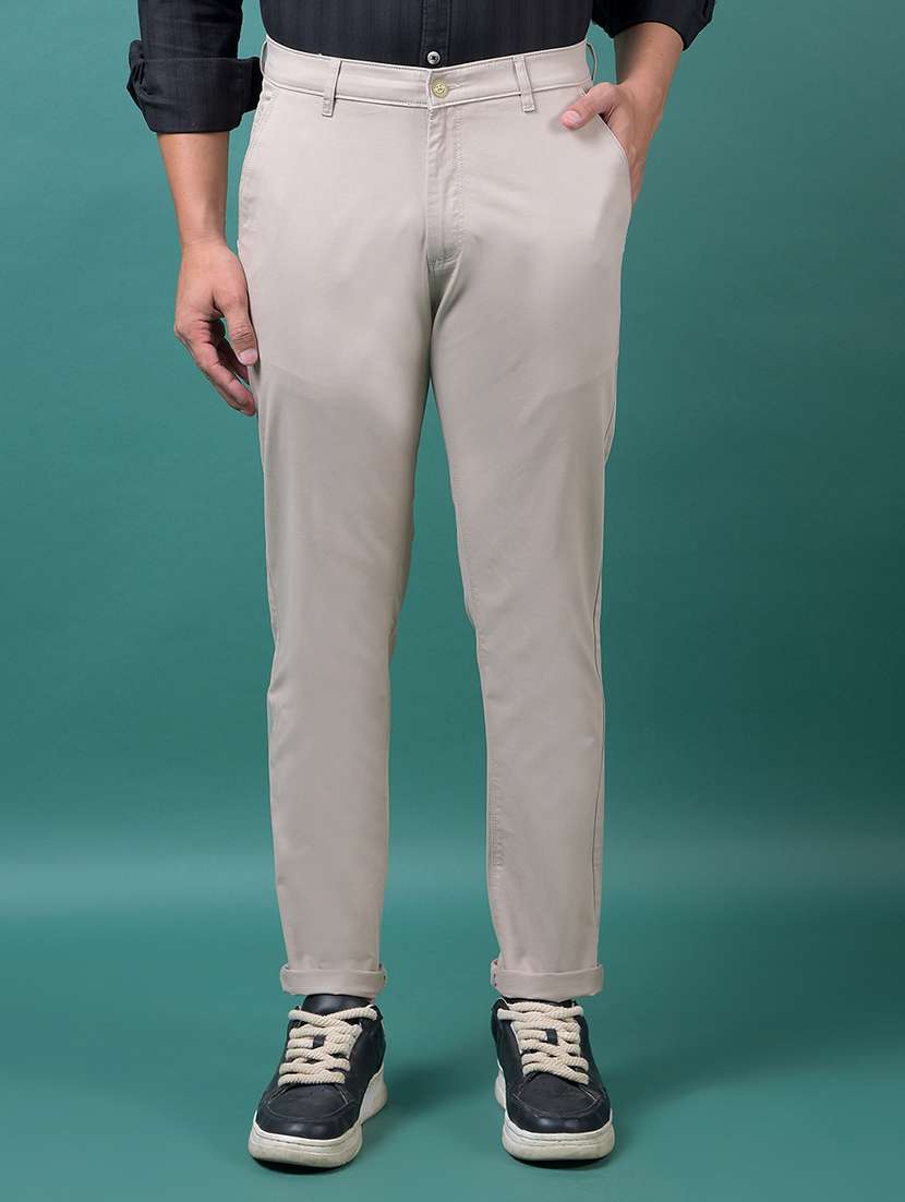 men solid mid rise slim fit chinos 