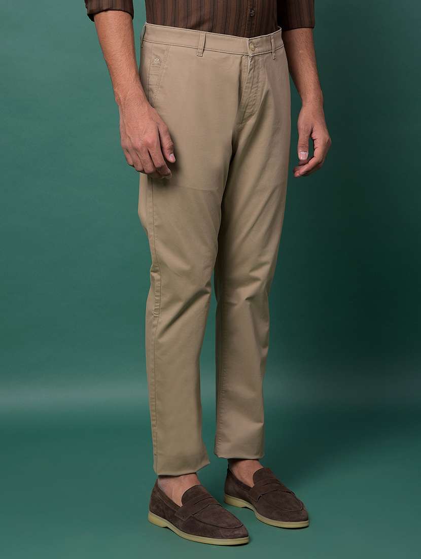 men solid mid rise straight fit chinos - 21985085 - Standard Image - 2