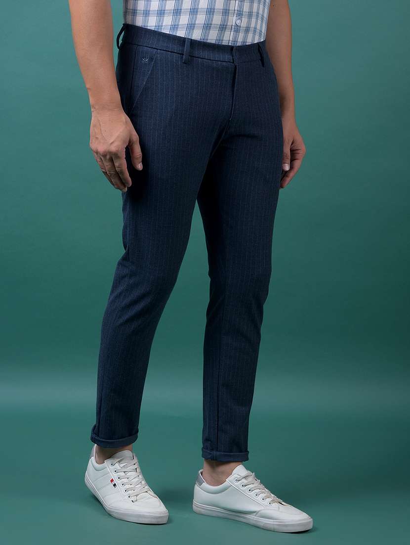 men striped mid rise slim fit chinos - 21985096 - Standard Image - 2