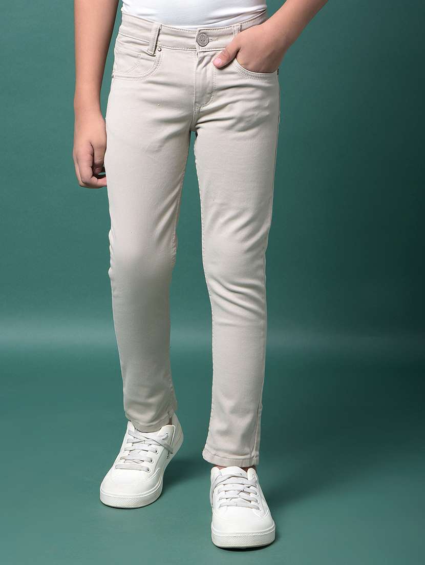 boys solid mid rise slim fit jeans