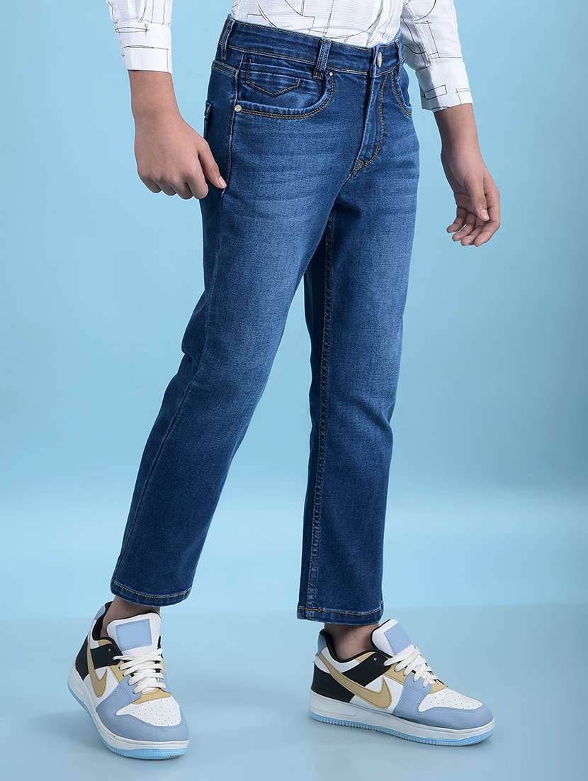 boys solid mid rise straight fit jeans - 21985136 -  Standard Image - 2