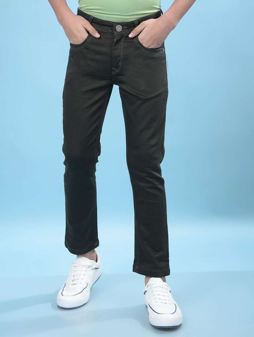 boys solid mid rise slim fit jeans