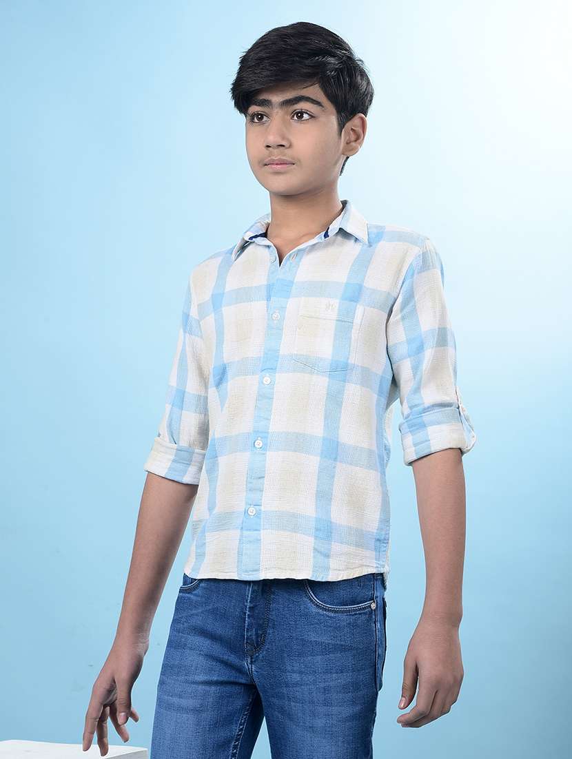 boys checkered collared regular fit shirt