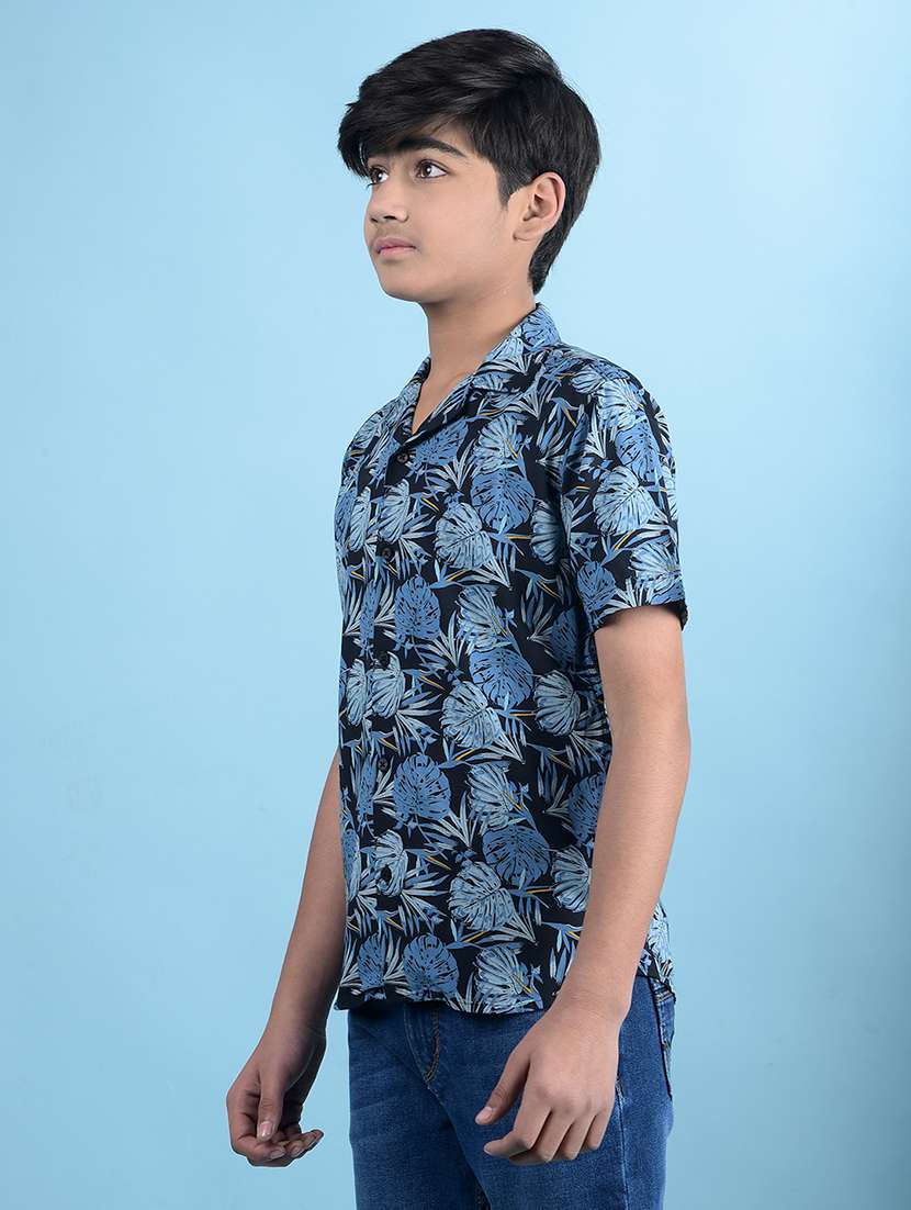 boys tropical print collared regular fit shirt - 21985177 -  Standard Image - 2