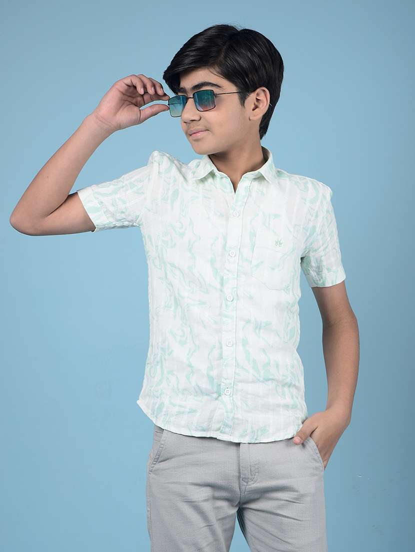 boys printed collared regular fit shirt