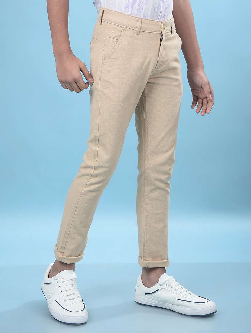 boys solid mid rise slim fit chinos  - 21985193 -  Standard Image - 2