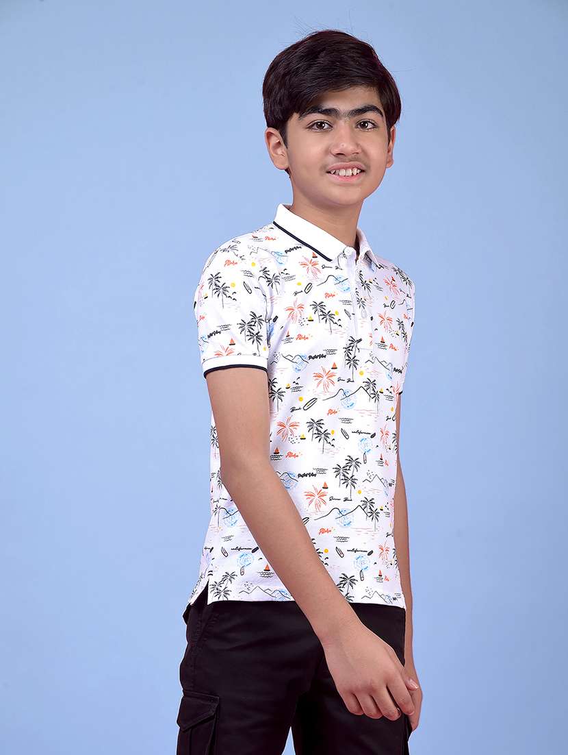 boys printed short sleeve regular fit polo t-shirt - 21985199 -  Standard Image - 2
