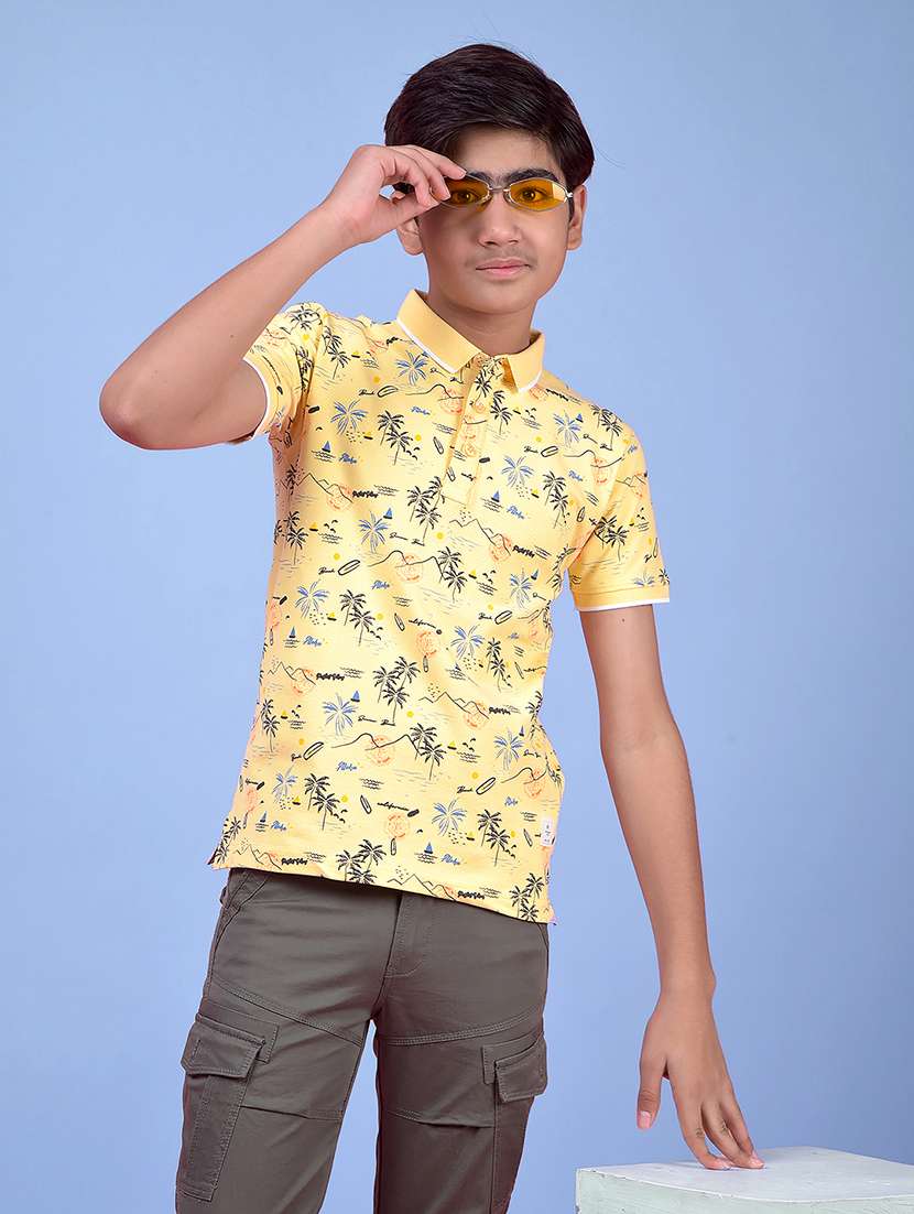 boys printed short sleeve regular fit polo t-shirt