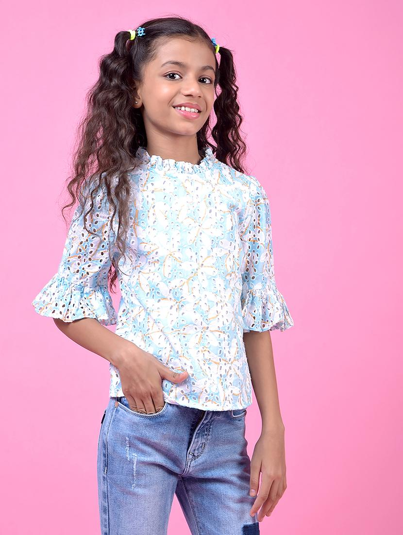 girls printed bell sleeve regualar top - 21985410 - Standard Image - 2