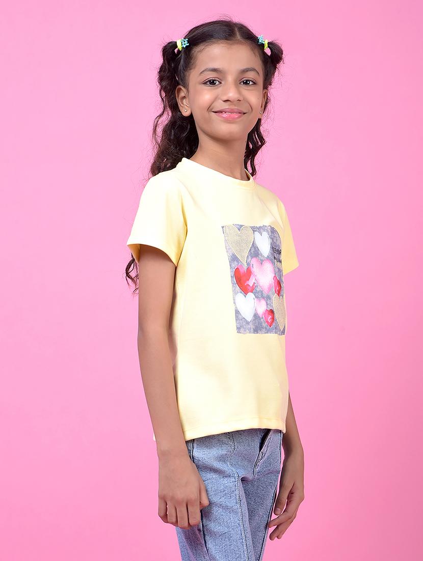 yellow polyester front print tee - 21985432 - Standard Image - 2