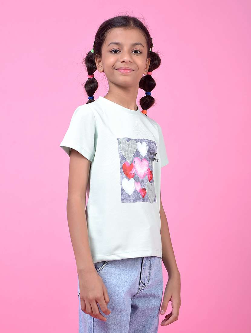 green polyester front print tee - 21985433 -  Standard Image - 2