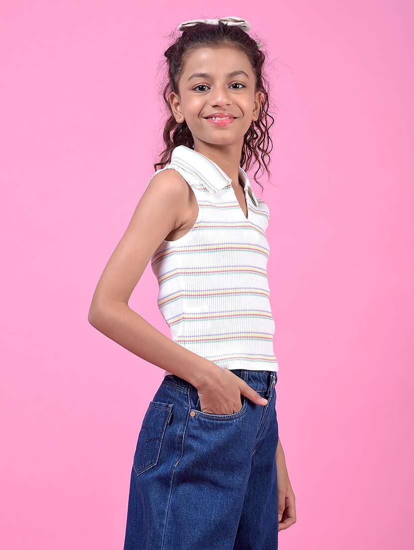 girls striped sleeveless polo tee - 21985436 -  Standard Image - 2