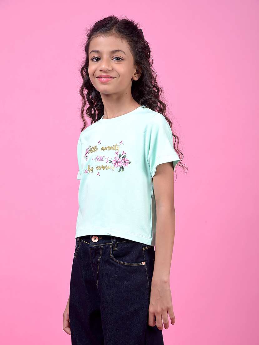 girls printed short sleeve crop tee - 21985437 -  Standard Image - 2