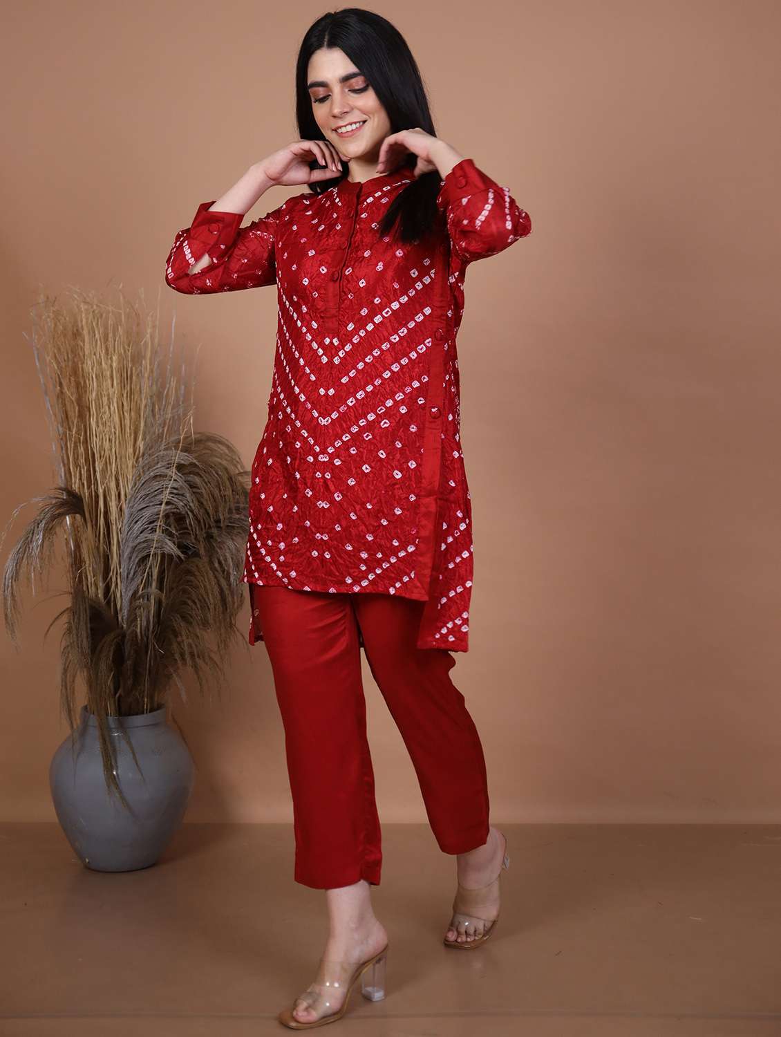 women bandhani long sleeve ethnic co-ord set - 21985447 - Standard Image - 2