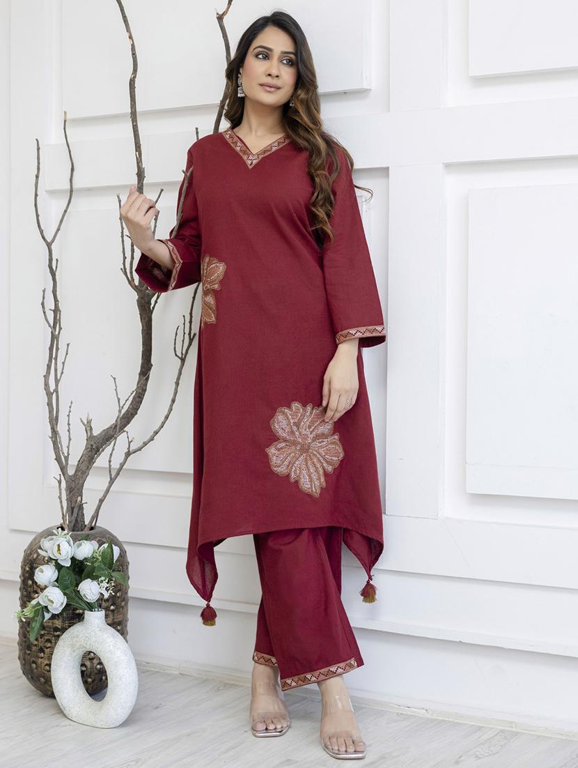 women floral long sleeve kurta pant set - 21985501 - Standard Image - 2