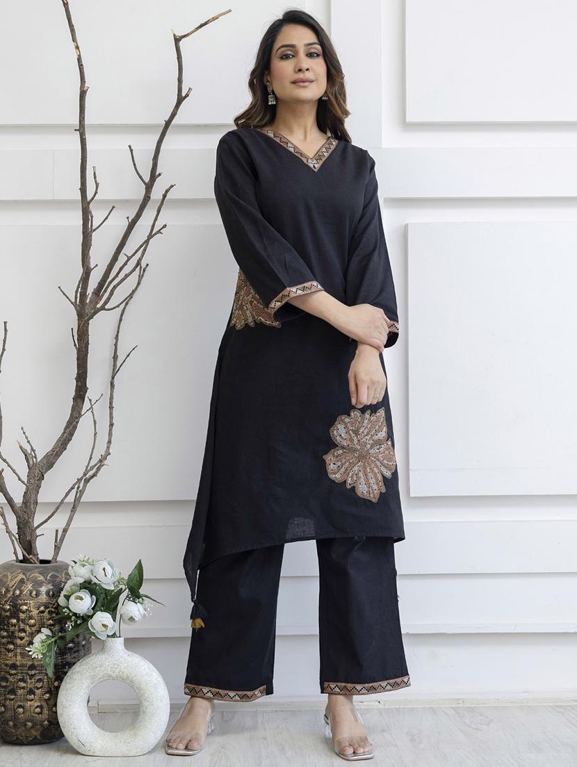 women floral long sleeve kurta pant set - 21985502 - Standard Image - 2